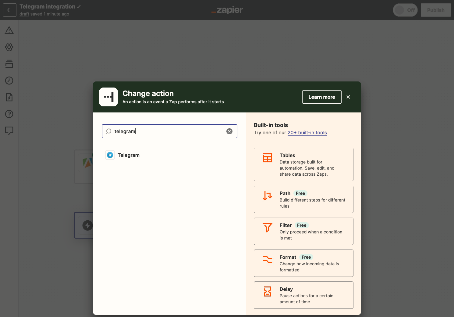 Choosing action source within Zapier